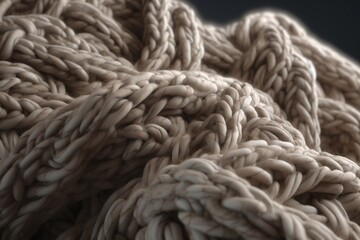 A close-up of a textured material, such as woven fabric or a knitted sweater, Generative AI