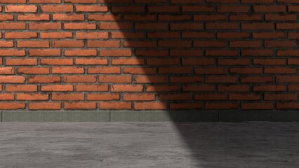 outdoor uneven brick wall combined with concrete floor creates a warm space with sharp shadows abstract street modern 3d rendering background design material