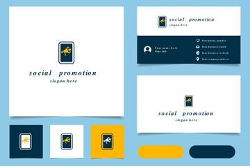 Obraz premium Social promotion logo design with editable slogan. Branding book and business card template.