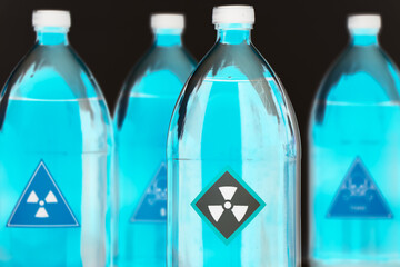 Radioactivity symbol on bottle chemical ,warning symbol