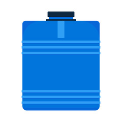 Water tank vector. Tap. Blue water tank on white background.