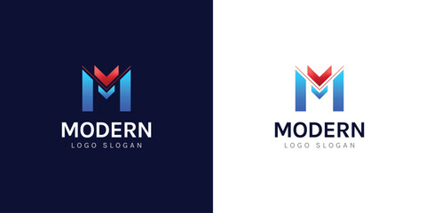 M letter logo design template with gradient color
