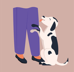 Concept Dog body language. An enchanting flat vector illustration designed for web use, depicting an appealing dog-themed cartoon concept on a white background. Vector illustration.