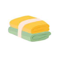 Concept Towels for bathroom bath. A delightful flat vector illustration designed for web use, showcasing a charming cartoon concept on a white background. Vector illustration.