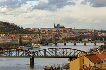 Obraz premium view from Vyšehrad castle hill in Prague