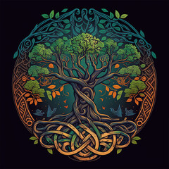 Celtic Tree of Life Generative AI illustration	
