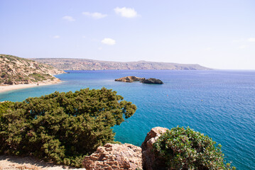 Beautiful nature of Greece. Sea and mountains.