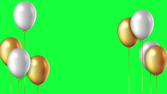 Pink balloon frame animation on a green screen. Realistic balloon frame animation with key color. Chroma color.