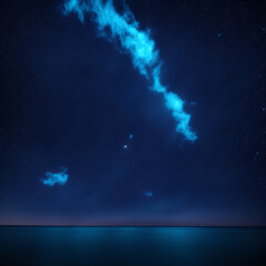 Obraz na płótnie Canvas Abstract star night cyan blue lake landscape
