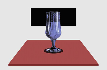Collage art with glass with water	