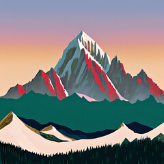 Crimson Peaks (Mountain Landscape Art)