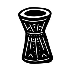 The African drum. A musical percussion instrument. Vector hand-drawn doodles.