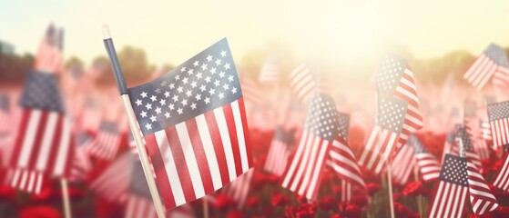 Memorial Day. Military. American flags. Generative AI