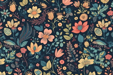 seamless floral pattern, generative ai