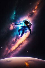 Obraz na płótnie Canvas Un astronaute qui flotte dans l'espace - generative AI