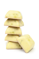 Stack of pistachio chocolate pieces