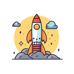 Mascot cartoon of rocket space astronaut. Vector illustration in isolated background