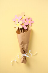 Bouquet of flowers made of cardboard. Children's Mother's Day Gift