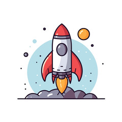 Mascot cartoon of rocket space astronaut. Vector illustration in isolated background