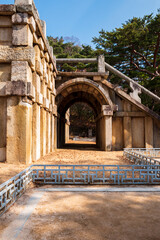 Arch under The Cheongungyo and Baegungyo Bridges in Bulguska Temple, Gyeongju city, South Korea. UNESCO World Heritage site.