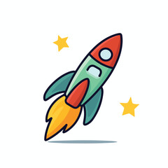 Mascot cartoon of rocket space astronaut. Vector illustration in isolated background