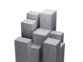 3d Nine Grey Empty Concrete Podium Isolated On White Background, 3d illustration