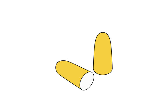 yellow earplugs, simple design, white background clip art preview