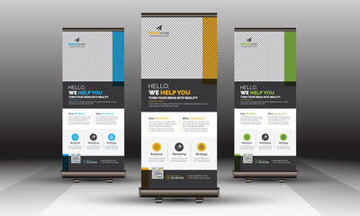 Minimalist Corporate Roll Up Banner, Standee, Pull Up Banner Template Simple Clean Design Example