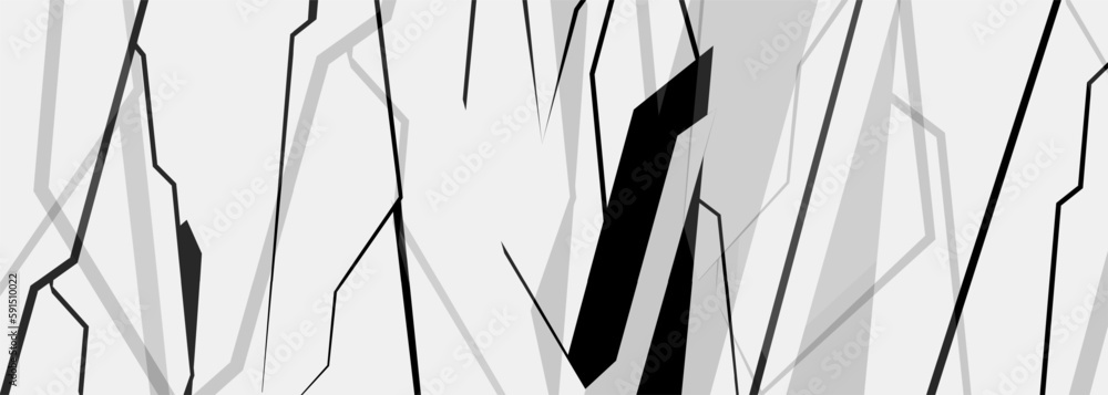Poster white, black and grey modern abstract wide vector banner with tech geometric shapes. futuristic abst