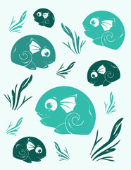 Newborn dragons are a symbol of the 2024 new year, a pattern on a light green background.