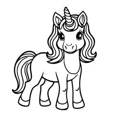 Coloring page of cute unicorn