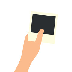 Photo in hand. Vector illustration of a photograph in hand. Hand holding a photo
