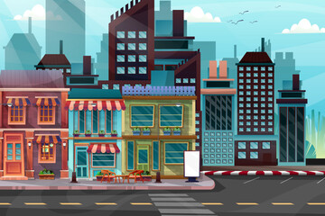 scene front exterior of house with sunshade facade, Vector illustration.