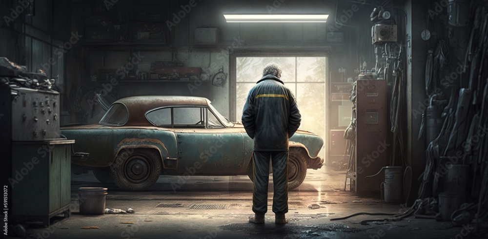 Poster engineer at a service station generative ai