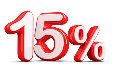 Discount 15 Percent Red Number 3d