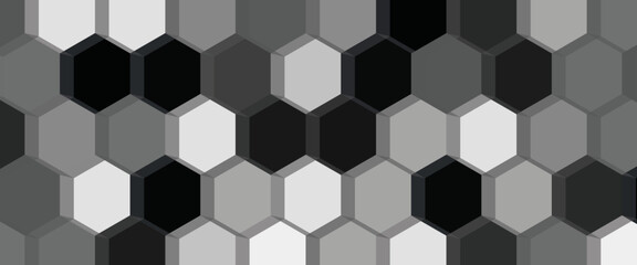 Abstract hexagon geometric surface. Modern black 3D hexagonal background. Luxury white pattern. Vector Illustration.	