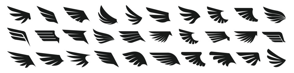 Wing vector. Wing icon set.