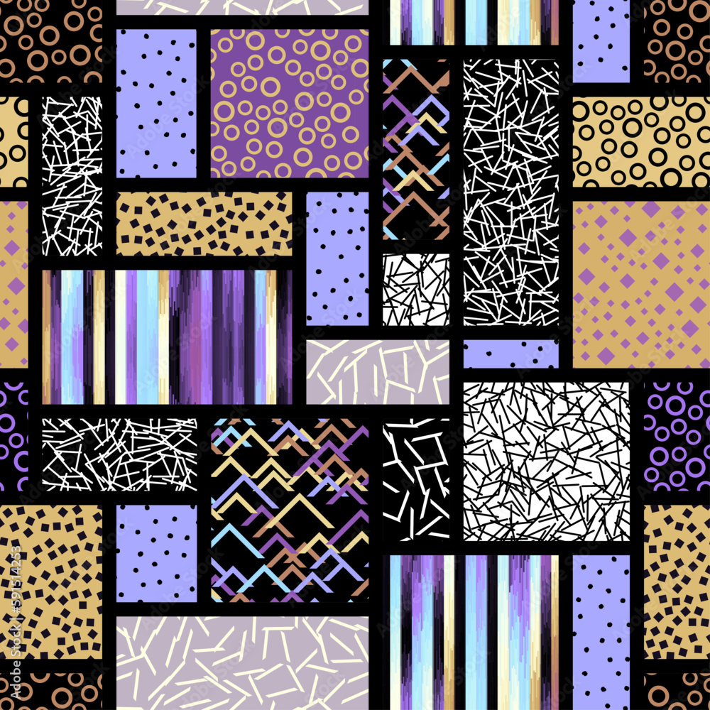 Aufkleber block design geometric style. seamless vector image.