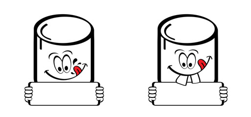 Drawing cartoon sugar marshmallow, line pattern. Sweet marshmallow for bbq, cooking icon or symbol. Delicious, tasty white marshmallows. Eating roasted candies sweets.