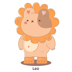 Cute Leo sign of the zodiac,bear zodiac,Astrological Sign.Bear horoscope.Zodiac of pets.isolated on a white back