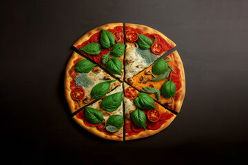 Obraz na płótnie Canvas Pizza isolated, top view. Generative AI