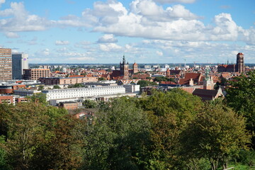 Fototapeta na wymiar View of Gdansk from the observation deck on the town 