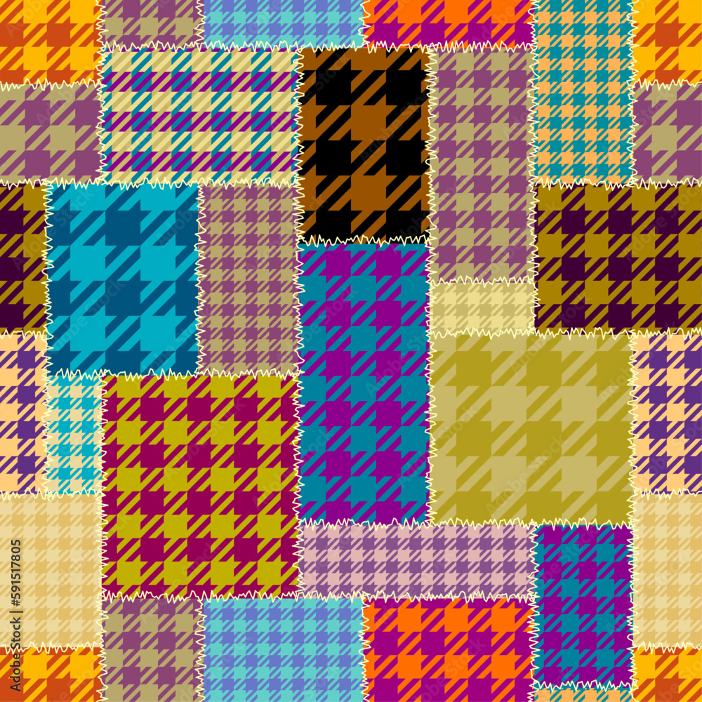 Poster Geometric abstract pattern. Textile patchwork plaid style. Seamless vector pattern.