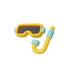 3d snorkel, Summer tropical sand beach on a sunny day. Summer vacation. 3d rendering.