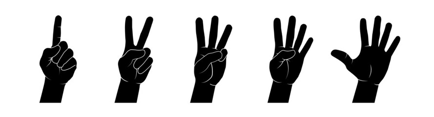 Counting gesture. Hand gesture vector.