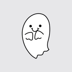 Ghost line icon, outline vector sign, linear style pictogram isolated on grey. Halloween symbol. Spooky logo.