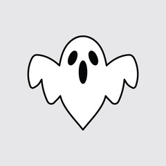 Ghost line icon, outline vector sign, linear style pictogram isolated on grey. Halloween symbol. Spooky logo.