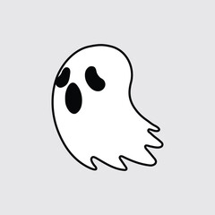 Ghost line icon, outline vector sign, linear style pictogram isolated on grey. Halloween symbol. Spooky logo.