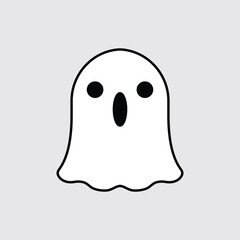 Ghost line icon, outline vector sign, linear style pictogram isolated on grey. Halloween symbol. Spooky logo.