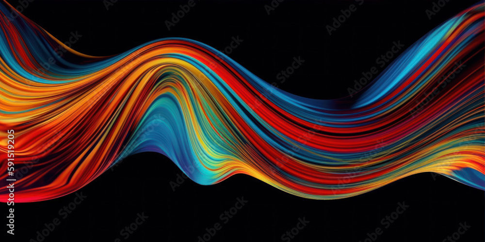 Poster Abstract liquid motion flow. Curved wave colorful pattern Generative AI